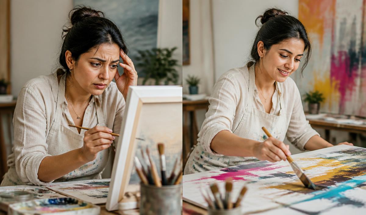 An anxious painter and later confidently experimenting with bold brushstrokes